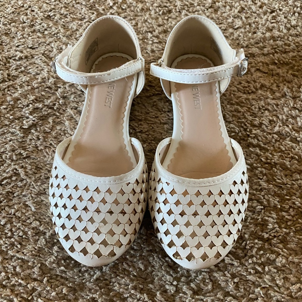 Nine West White Heart-Pattern Mary Jane Sandals for Kids